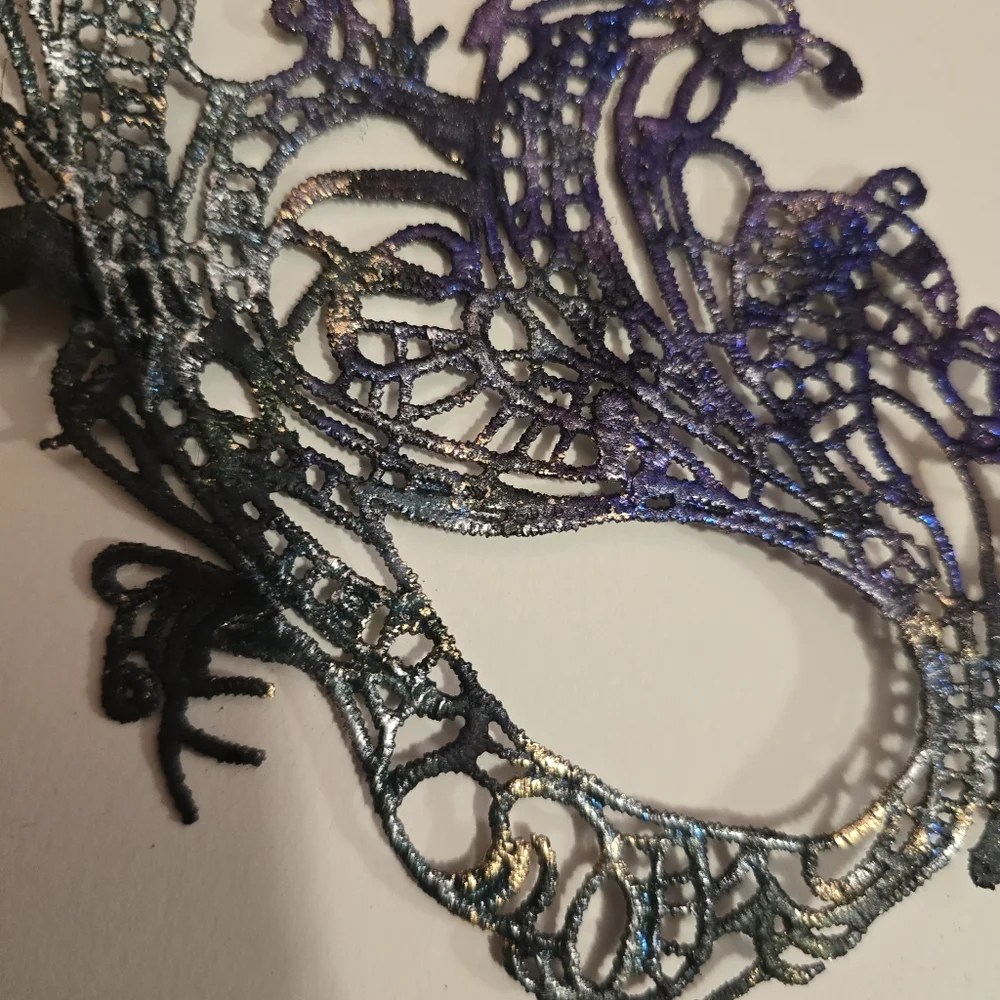 HANDCRAFTED Upcycled Lace Eye Mask HANDPAINTED Festival Mask Comic Con Sexy Play